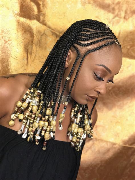 braided hairstyle with beads